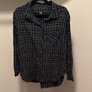 GAP Women's Green and Blue Plaid Button Down Shirt